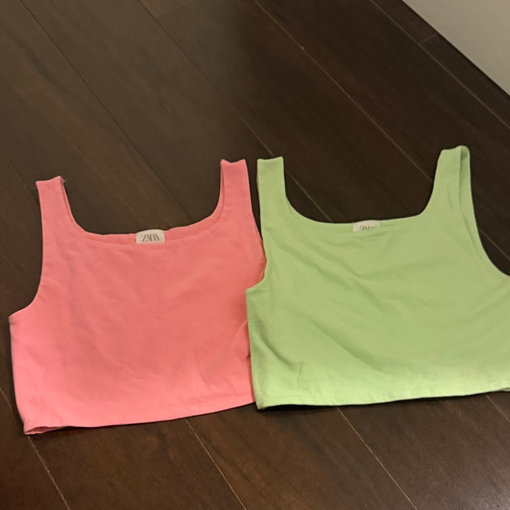 Zara Kids Neon Pink & Lime Green Tank Tops - Duo